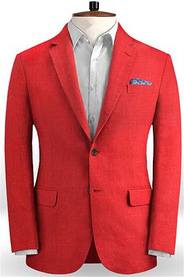Red Wedding Groom Men Suits | 2 Pieces Jackt Pants Vest Tuxedo with Notched Lapel_1