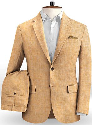 Causal Beach Linen Prom Suit | Newest Two Pieces Blazer Men Tuxedos_2