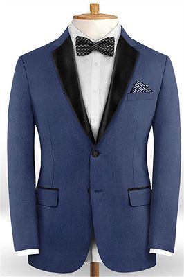 Navy Blue Business Men Suits | Handsome Slim Fit Two Buttons Tuxedo_1