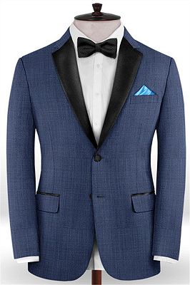 Fashion Blue Bespoke Men Suits | Newest Two Pieces Tuxedo for Business_1
