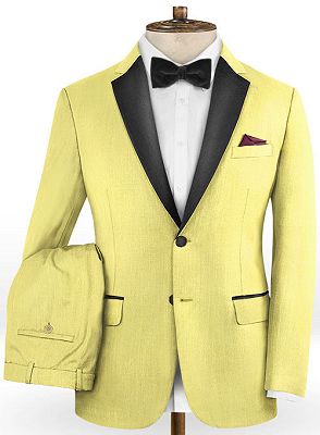 Daffodil Prom Men Suits with Black Lapel | Dustin Men Tuxedos with Two Pices_2