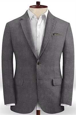 Moises Dark Gray Casual Linen Tuxedo | Slim Fit Simple Men Suits Blazer