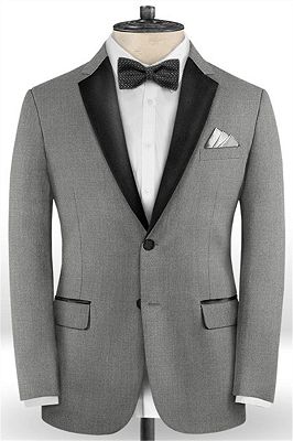 Grey Two Pieces Groomsmen suits | Fashion Men Suits with Notched Lapel_1