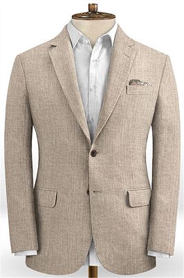 Linen Suits Notched Lapel Men Wedding Suits | Classic Grooms Tuxedos 2 Pieces Fit Grooms Suit_1