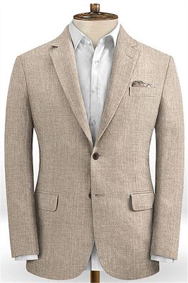 Linen Suits Notched Lapel Men Wedding Suits | Classic Grooms Tuxedos 2 Pieces Fit Grooms Suit