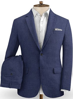Navy Blue Slim Fit Men Suits with Notch Lapel | Business Wedding Groom Leisure Tuxedo
