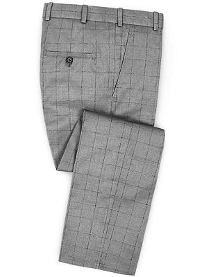 Gray Plaid Men Suits For Two Pieces | Newest Slim Fit Tuxedo_3