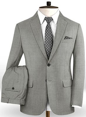 New High Quality Two Button Gray Tuxedos | Formal Business Prom Suits Online_2
