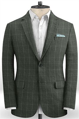Bespoke Plaid Party Men Suit Set For Boy | Luxury Linen Two Pieces Tuxedo_1