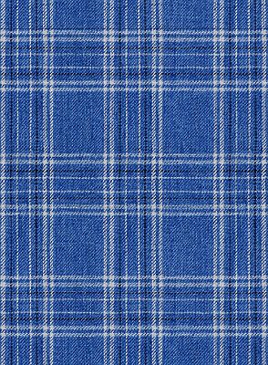 Ocean Blue Plaid Business Men Suits | Formal Linen Notch Lapel Tuxedo_4