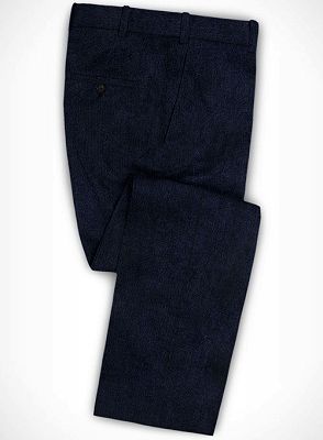Navy Blue Men Suits Online | Two Pieces Corduroy Business Tuxedo_3