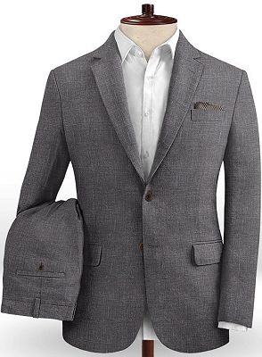 Moises Dark Gray Casual Linen Tuxedo | Slim Fit Simple Men Suits Blazer_2