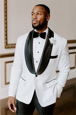 White Wedding Tuxedos Slim Fit Suits For Men | Groomsmen Suit Two Pieces Prom Formal Suits