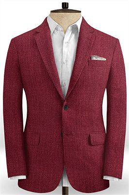 Fashion Red Men Suit Blazer With Two Buttons | Latest Linen Prom Party Tuxedo