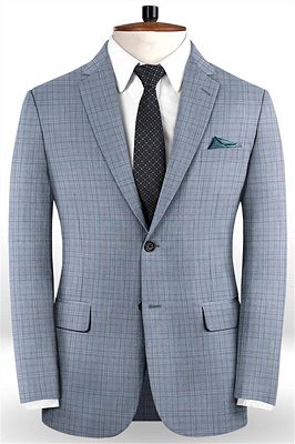Slim Fit 2 Pieces Men's Business Suit | Best Groomsmen Men Wedding Plaid Suits_1