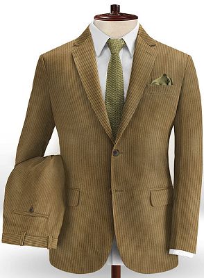 Dark Brown Tuxedo | Corduroy Striped Men Suits Online_2