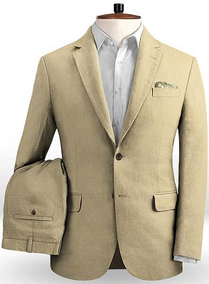 Champagne Two Pieces Prom Suits | Linen Slim Fit Wedding Men Tuxedo Online