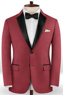 Slim Fit Red Two Pieces Tuxedos | Evening Party Prom Casual Two Pieces Men Suits