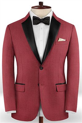 Slim Fit Red Two Pieces Tuxedos | Evening Party Prom Casual Two Pieces Men Suits_1