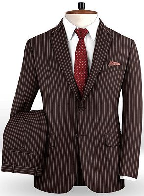 Chocolate Two Pieces Men Suits with 2 Buttons | Striped Tuxedo