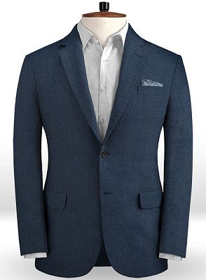 Dark Blue Linen Beach Wedding Tuxedos | Men Suits for Wedding Man Outfit 2 Piece_1