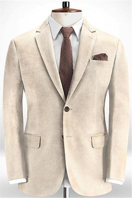 Light Champagne Formal Business Men Suits | Fashion Corduroy Prom Tuxedos Online_1