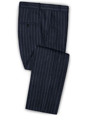 Marvin Dark Blue Linen Casual Tuxedo for Men | Striped Slim Fit Men Suits_3