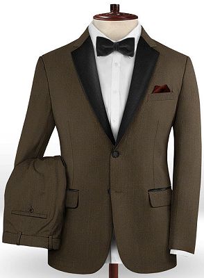 Brown Two Pieces Men Suits for Business | Tuxedo with Two Buttons_2