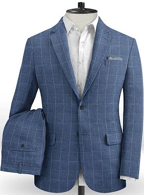 Navy Blue Groomsman Suit | New Arrival Plaid Tuxedo with Two Pieces_2