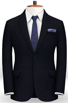 Dark Blue Latest Two Pieces Men Suits | Business Notch Lapel Tuxedo for Men_1