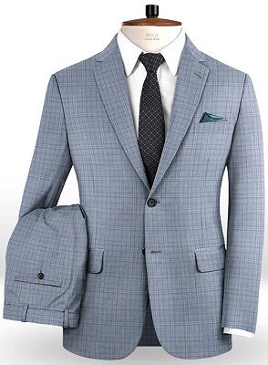 Slim Fit 2 Pieces Men's Business Suit | Best Groomsmen Men Wedding Plaid Suits