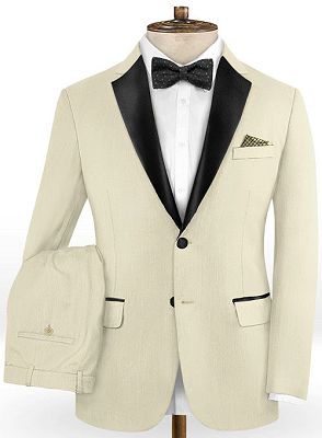 Light Champagne Two Business Formal Tuxedo | Slim Fit Bespoke Men Suits