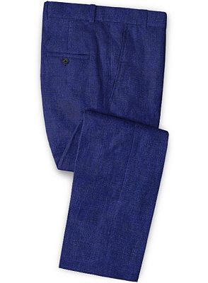 Royal Blue Linen Casual Men Suit 2020 | Summer Beach Prom Tuxedo for Men_3