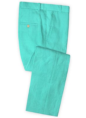 Turquoise Two Pieces Prom Suits for Men | Fashion Linen Men Suits Online_3