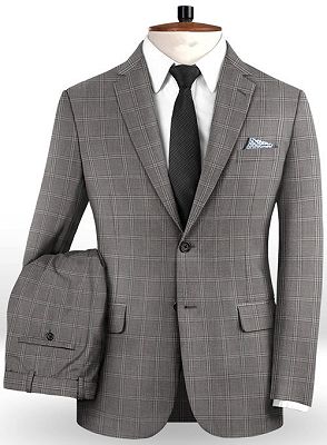 2 Piece Plaid Slim Fit Prom Suits | Brand Designer Business Suits Tuxedo