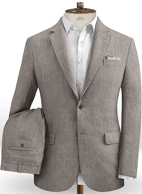 Linen Suit For Beach Wedding 2 Piece | Groom Tuxedos Prom Dinner Suits Casual Style_2