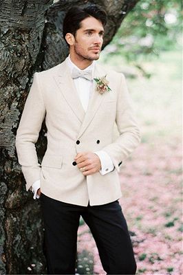 Ivory Wedding Tuxedos For Groom | 2 Pieces Set Groomsmen Best Man Suit Bridegroom_2