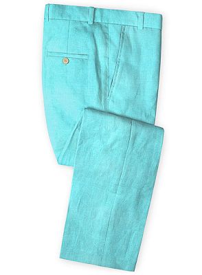 Blue Summer Linen Wedding Tuxedos | Prom Men Suits Wear Classic Formal 2 Pieces_3