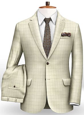 New Checked Business Casual Wedding Suits For Men | Two Button High Quality Mens Suits
