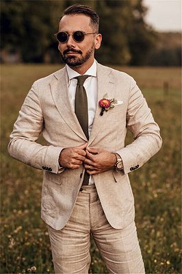 Party Linen Wedding Suit | Casual Summer Beach Groom Slim Fit Suit Tuexedos_1