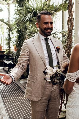Party Linen Wedding Suit | Casual Summer Beach Groom Slim Fit Suit Tuexedos_2