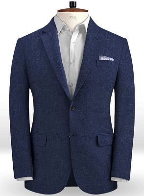 Latest Design Summer Dark Blue Linen Men Suit | Cutsom Slim Fit 2 Piece Tuxedo_1