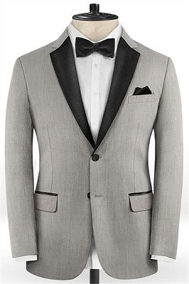 Silver Two Pieces Business Men Suits Online | Bespoke Prom Outfit Tuxedo