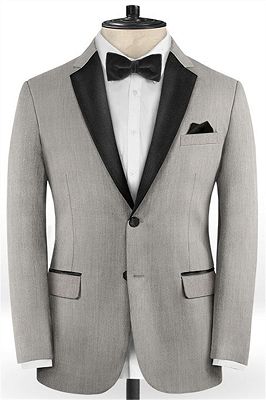 Silver Two Pieces Business Men Suits Online | Bespoke Prom Outfit Tuxedo_1