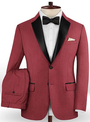 Slim Fit Red Two Pieces Tuxedos | Evening Party Prom Casual Two Pieces Men Suits_2