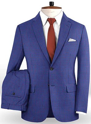 Royal Blue Tuxedo Online | Modern Checker Notch Lapel Men Suits_2