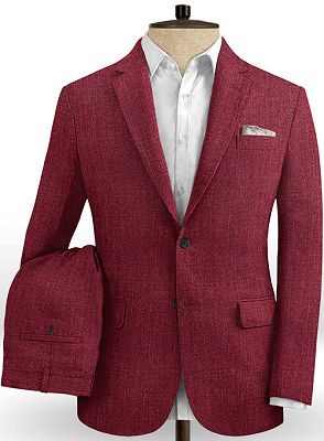Fashion Red Men Suit Blazer With Two Buttons | Latest Linen Prom Party Tuxedo_2