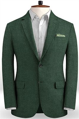 Dark Green Two Buttons Prom Outsfits | Notched Lapel Men Suits Online_1