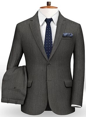 Customized Classic 2Pcs Men Suit Set | High-end Solid Color Slim Business Tuxedo_2