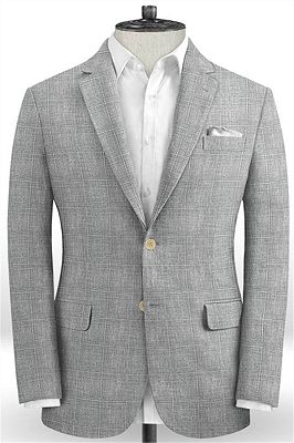 Modern Two Pieces Plaid Tuxedo | New Arrival Linen Men Suits Blazer_1
